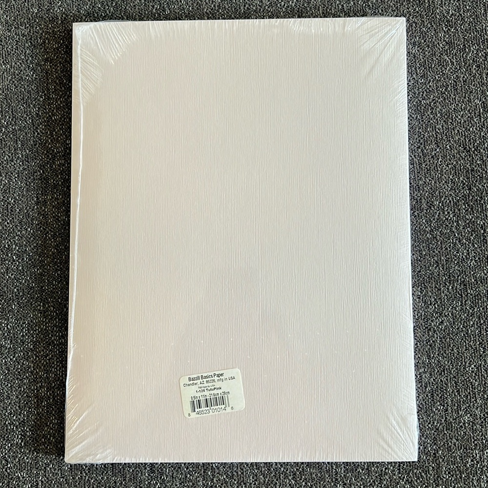 Bazzill Basics Paper Canvas Texture 8.5x11 Color Tutu Pink 1-126 Cardstock NWT.